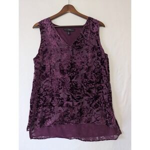 White House Black Market Purple‎ Velvet Burnout Sleeveless Top Whimsigoth Fairy